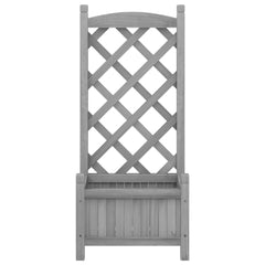 vidaXL Planter with Trellis Grey 40x30x90 cm Solid Wood Fir 4