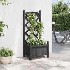 Planter Solid Wood Fir with Trellis Black 40 cm 90 cm 30 cm