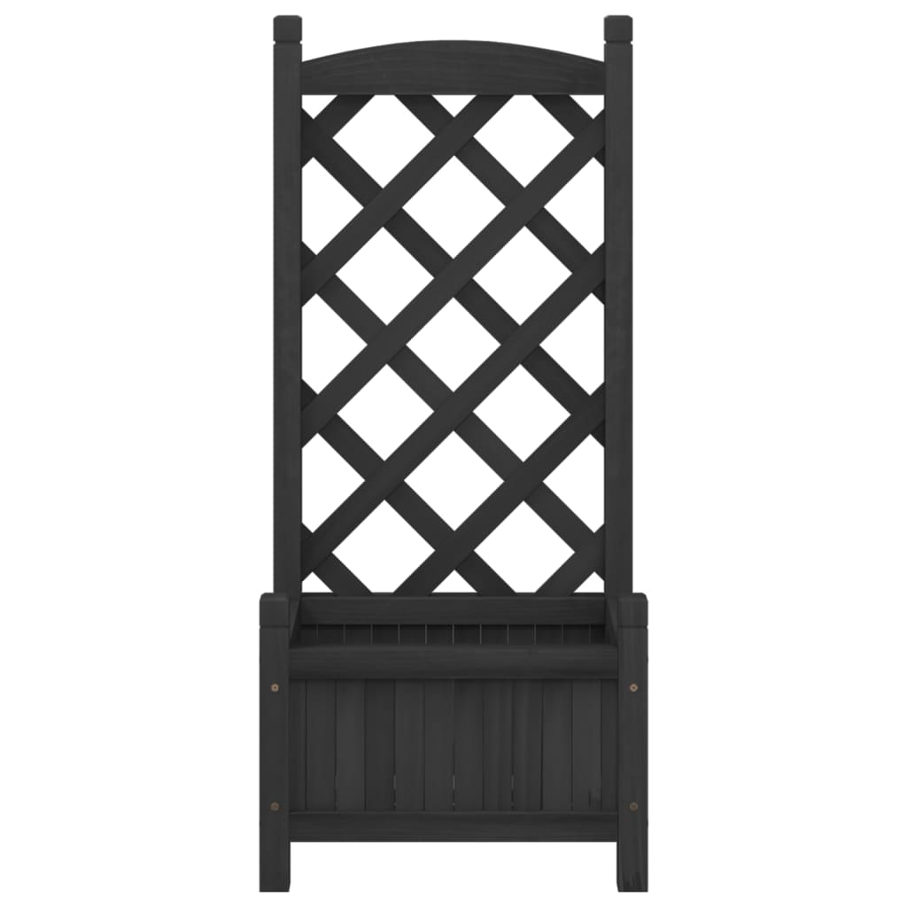 vidaXL Planter with Trellis Black 40x30x90 cm Solid Wood Fir 4