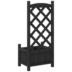 vidaXL Planter with Trellis Black 40x30x90 cm Solid Wood Fir 6