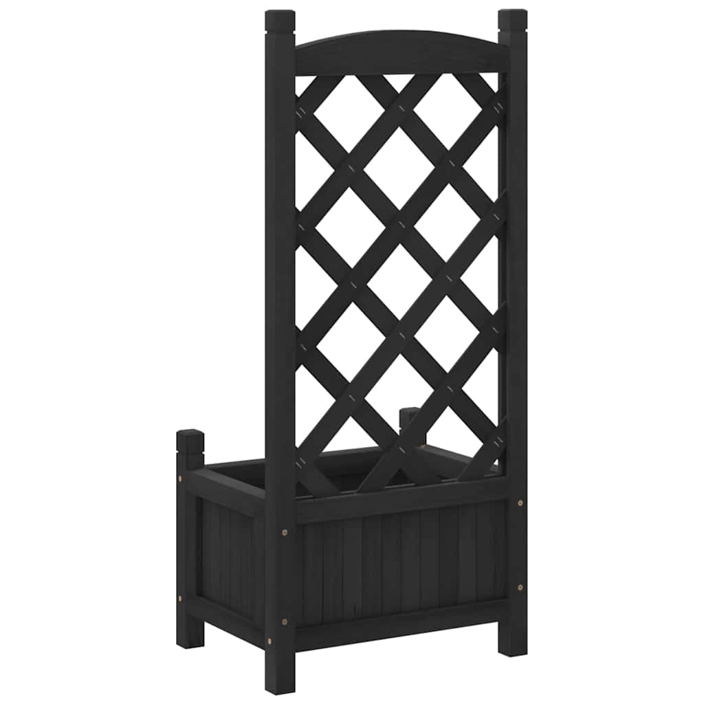 Planter Solid Wood Fir with Trellis Black 40 cm 90 cm 30 cm