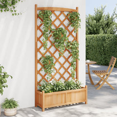 vidaXL Planter with Trellis Brown 90x35x180 cm Solid Wood Fir 3