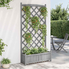 Planter Solid Wood Fir with trellis Grey 90 cm 180 cm 35 cm