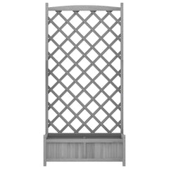 vidaXL Planter with Trellis Grey 90x35x180 cm Solid Wood Fir 4