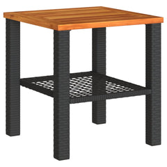 vidaXL Garden Table Black 40x40x42 cm Poly Rattan Acacia Wood 2