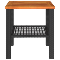 vidaXL Garden Table Black 40x40x42 cm Poly Rattan Acacia Wood 4