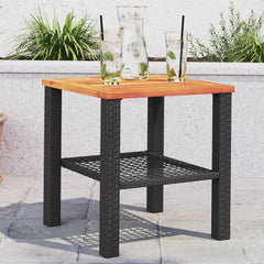 vidaXL Garden Table Black 40x40x42 cm Poly Rattan Acacia Wood 1