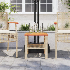 vidaXL Garden Table Beige 40x40x42 cm Poly Rattan Acacia Wood 3