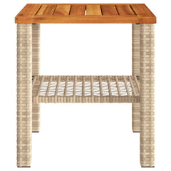 vidaXL Garden Table Beige 40x40x42 cm Poly Rattan Acacia Wood 4