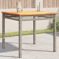 Garden Table Grey Poly Rattan Acacia Wood Height 75 cm Grey and brown 80 cm 80 cm