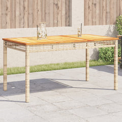 Garden Table Grey Poly Rattan Acacia Wood Height 75 cm Beige and brown 140 cm 80 cm