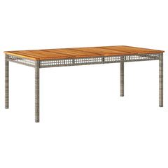 Garden Table Grey Poly Rattan Acacia Wood Height 75 cm Grey and brown 180 cm 90 cm