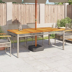 Garden Table Grey Poly Rattan Acacia Wood Height 75 cm Grey and brown 180 cm 90 cm
