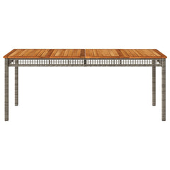 Garden Table Grey Poly Rattan Acacia Wood Height 75 cm Grey and brown 180 cm 90 cm