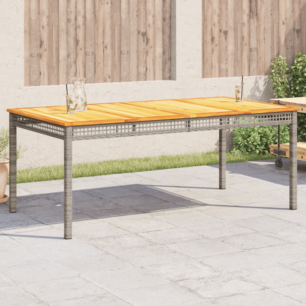 Garden Table Grey Poly Rattan Acacia Wood Height 75 cm Grey and brown 180 cm 90 cm
