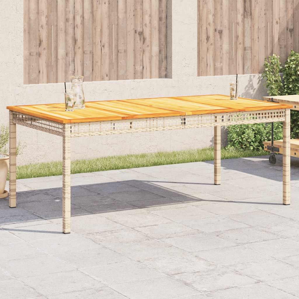 Garden Table Grey Poly Rattan Acacia Wood Height 75 cm Beige and brown 180 cm 90 cm