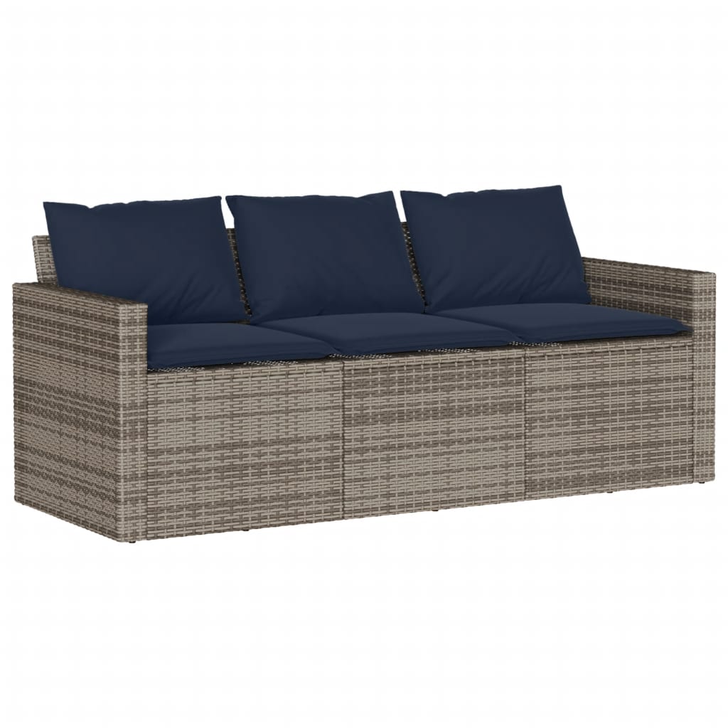 vidaXL 2 Piece Garden Dining Set with Cushions Grey Poly Rattan 3