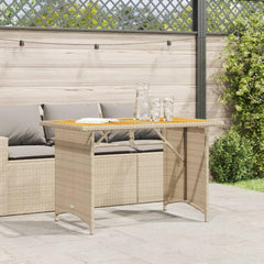 Garden Table with Top 110x68x70 cm Poly Rattan Beige Wood