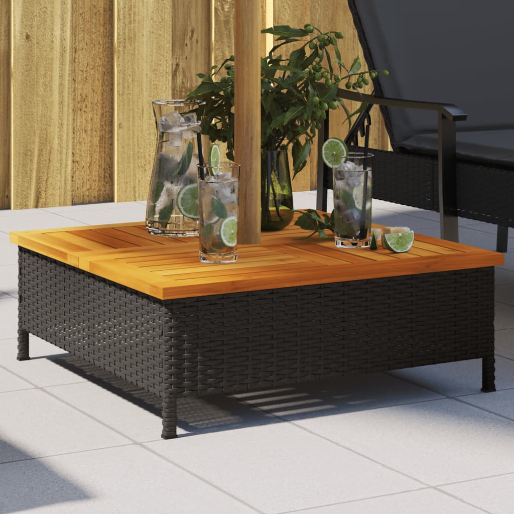 Parasol Base Cover 70x70x25 cm Poly Rattan and Acacia Black