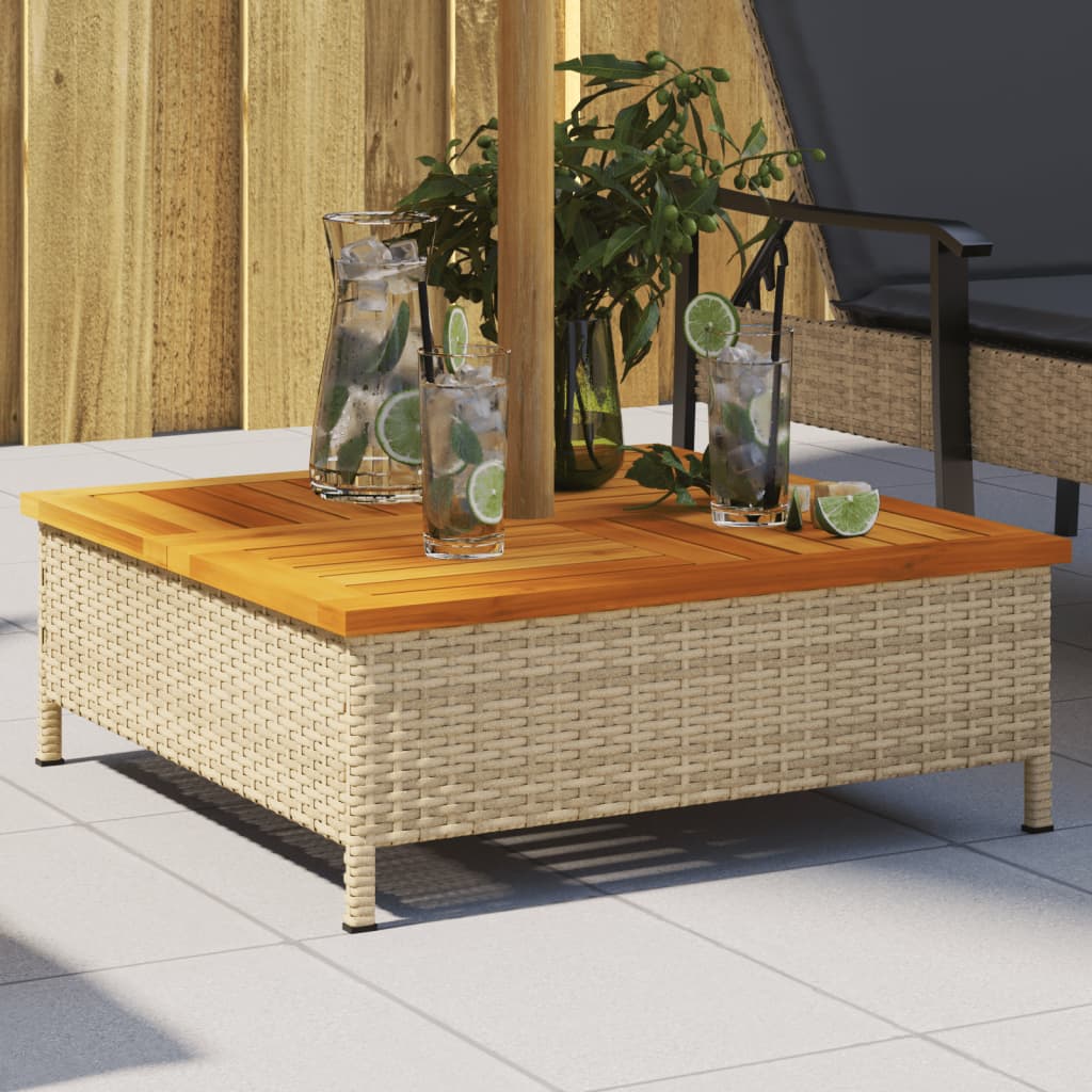Parasol Base Cover 70x70x25 cm Poly Rattan and Acacia Beige