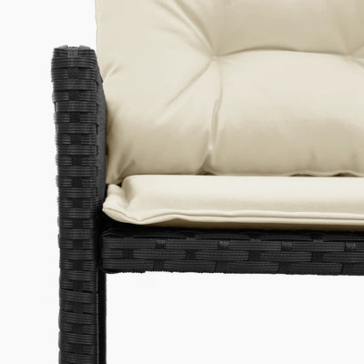 Garden Sofa with Table and Cushions L-Shaped Black Poly Rattan