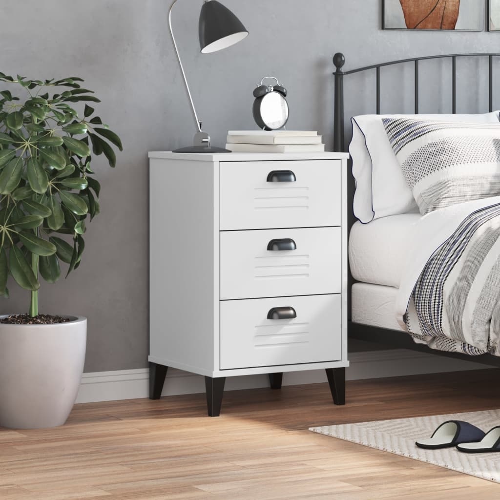 vidaXL Bedside Cabinet VIKEN White Engineered Wood 3