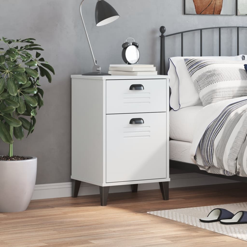vidaXL Bedside Cabinet VIKEN White Engineered Wood 3