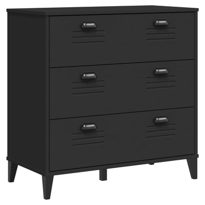 Drawer Cabinet VIKEN Black Solid Wood Pine