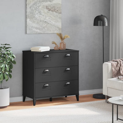 Drawer Cabinet VIKEN Black Solid Wood Pine