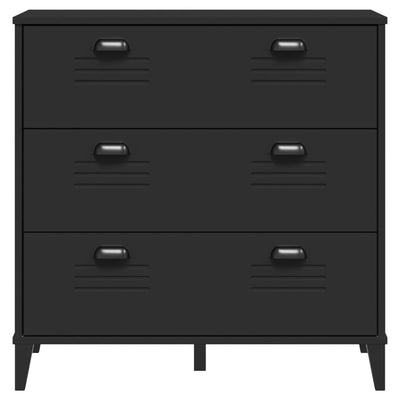 Drawer Cabinet VIKEN Black Solid Wood Pine