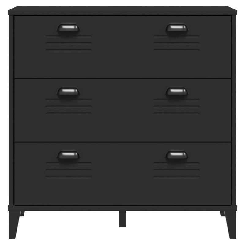 Drawer Cabinet VIKEN Black Solid Wood Pine