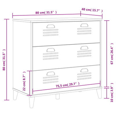 Drawer Cabinet VIKEN Black Solid Wood Pine