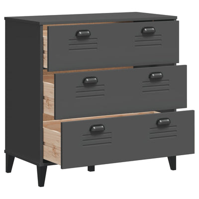 Drawer Cabinet VIKEN Anthracite Grey Solid Wood Pine