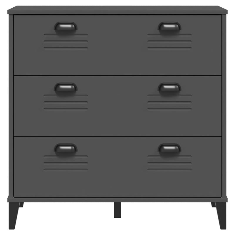 Drawer Cabinet VIKEN Anthracite Grey Solid Wood Pine