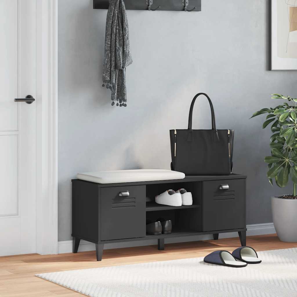 vidaXL Shoe Bench VIKEN Black 106x35x45 cm Engineered Wood 3