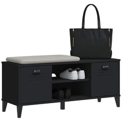 vidaXL Shoe Bench VIKEN Black 106x35x45 cm Engineered Wood 4