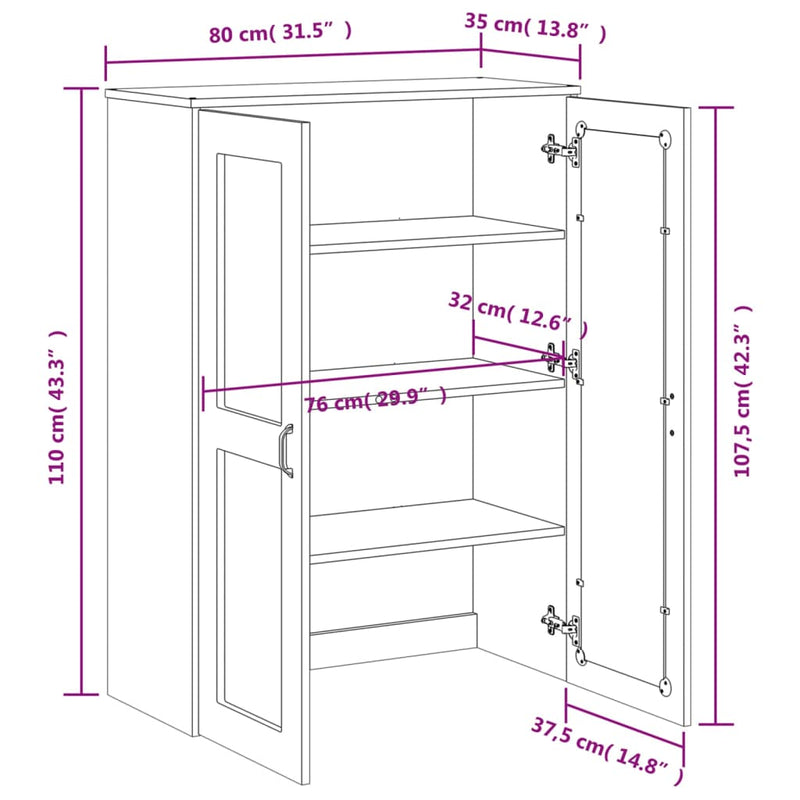 Top for Highboard VIKEN Anthracite Grey Solid Wood Pine