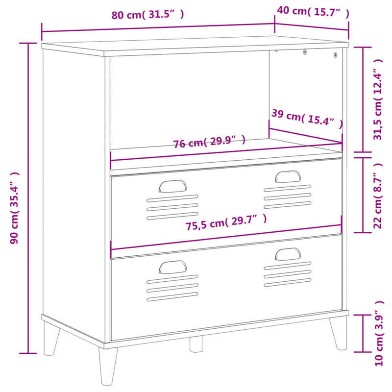 Bookcase VIKEN Anthracite Grey 80x40x90 cm Solid Wood Pine