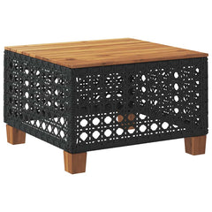 vidaXL Garden Table Black 55x55x36 cm Poly Rattan Acacia Wood 5