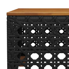 vidaXL Garden Table Black 55x55x36 cm Poly Rattan Acacia Wood 6