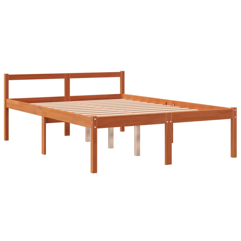 Senior Bed without Mattress Solid Wood Pine Wax Brown 4FT6 Double
