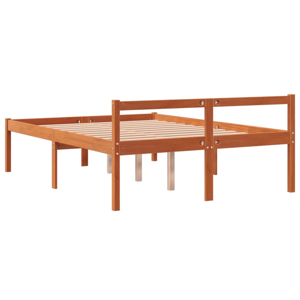Senior Bed without Mattress Solid Wood Pine Wax Brown 4FT6 Double