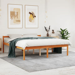 Senior Bed without Mattress Solid Wood Pine Wax Brown 160 x 200 cm