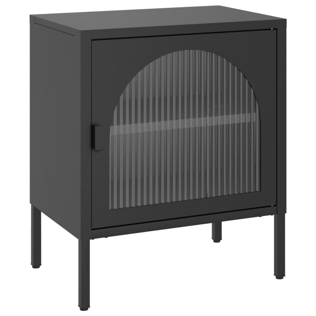 vidaXL Nightstand | Set of 2 | Black | Powder-coated steel, fluted glass 3