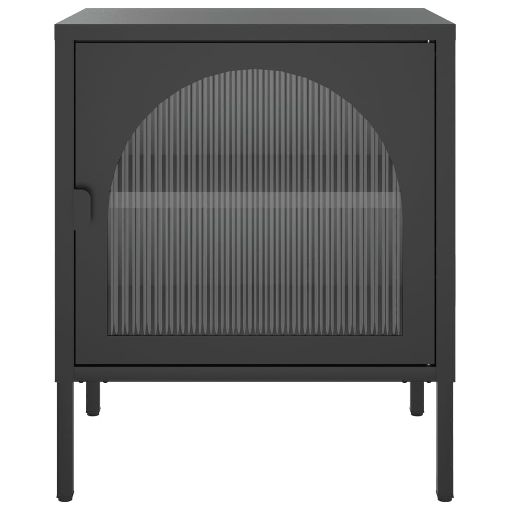 vidaXL Nightstand | Set of 2 | Black | Powder-coated steel, fluted glass 4