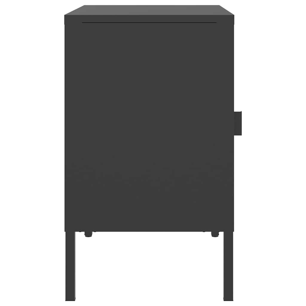 vidaXL Nightstand | Set of 2 | Black | Powder-coated steel, fluted glass 5