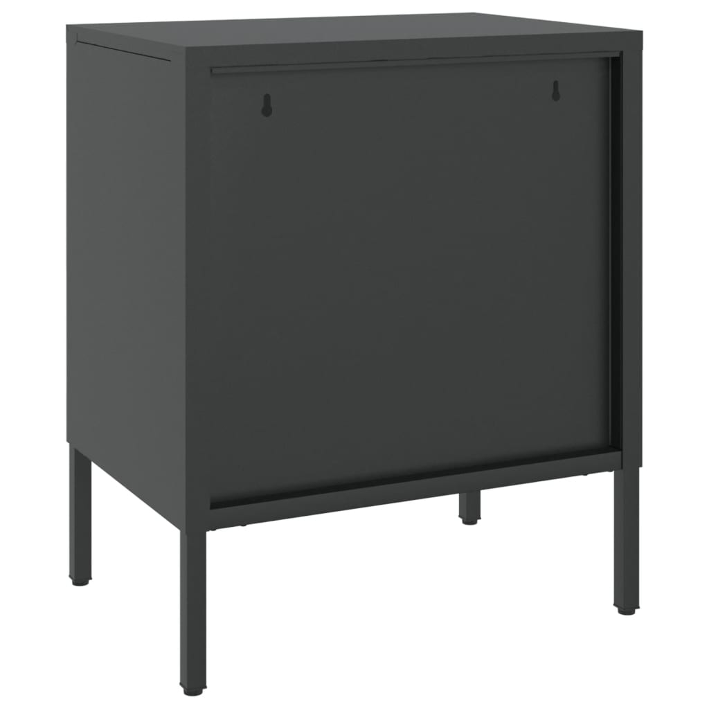 vidaXL Nightstand | Set of 2 | Black | Powder-coated steel, fluted glass 6