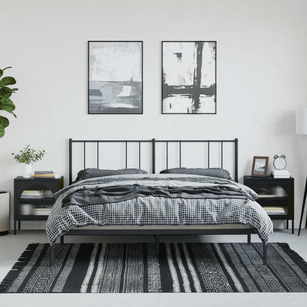 vidaXL Nightstand | Set of 2 | Black | Powder-coated steel, fluted glass 1