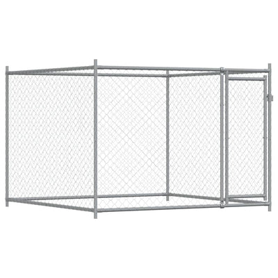 Dog Cage with Door Grey 2x2x1.5 m Galvanised Steel