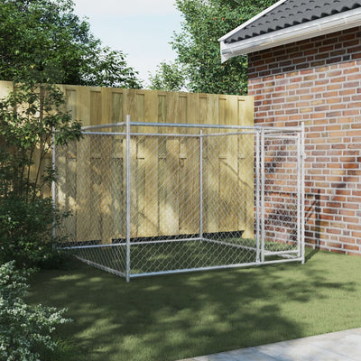 Dog Cage with Door Grey 2x2x1.5 m Galvanised Steel